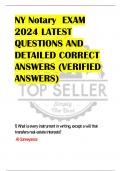 NY Notary EXAM  2024 LATEST  QUESTIONS AND  DETAILED CORRECT  ANSWERS (VERIFIED  ANSWERS)