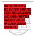 OCR CHEMISTRY A  H032 LATEST UPDATED  FINAL 2024 QUESTIONS  AND VALID ANSWERS  2024-2025 LATEST  UPDATE//ALREADY  GRADED A+