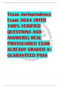 Texas Jurisprudence  Exam 2024 (WITH  100% VERIFIED  QUESTIONS AND  ANSWERS) REAL  PROTOCORED EXAM  ALREADY GRADED A+  GUARANTEED PASS