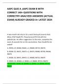 AAPC QUIZ A ,AAPC EXAM B WITH CORRECT 140+ QUESTIONS WITH CORRECTRY ANALYZED ANSWERS (ACTUAL EXAM) ALREADY GRADED A+ LATEST 2024     