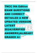 TNCC 9th Edition EXAM QUESTIONS  AND CORRECT  DETAILED A NEW  UPDATED VERSION  LATEST  2024(VERIFIED  ANSWERS)|ALREADY  GRADED A+