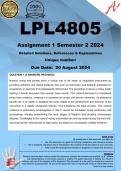 LPL4805 Assignment 1 (COMPLETE ANSWERS) Semester 2 2024  - DUE 20 August 2024