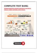 COMPLETE TEST BANK: BUSINESS ESSENTIALS, EIGHTH CANADIAN 8TH EDITION BY RONALD J. EBERT (AUTHOR) LATEST UPDATE.