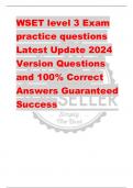 WSET level 3 Exam  practice questions Latest Update 2024  Version Questions  and 100% Correct Answers Guaranteed  Success