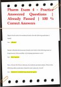 Pharm Exam 4 - Practice  Answered Questions |  Already Passed | 100 %  Correct Answers