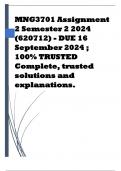 MNG3701 Assignment 2 Semester 2 2024 (620712) - DUE 16 September 2024 ; 100% TRUSTED Complete, trusted solutions and explanations.