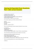 Hearing Aid Specialist Exam Questions Part 1 with correct Answers