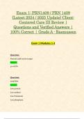 Exam 1, Exam 2 & Exam 3 / Final Exam: PRN1409 / PRN 1409 (Latest 2024 / 2025 Updates STUDY BUNDLE WITH COMPLETE SOLUTIONS) Client-Centered Care III | Questions and Verified Answers | All Modules Covered | 100% Correct | Grade A - Rasmussen