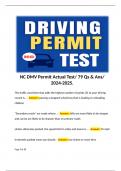 NC DMV Permit Actual Test/ 79 Qs & Ans/ 2024-2025.  