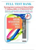 Test Bank for Nursing Interventions & Clinical Skills, 7th Edition, by Anne G. Perry, Patricia A. Potter & Wendy R. Ostendorf| 9780323547017| All Chapters 1-32| LATEST