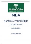 Mancosa MBA financial management summary and revision