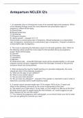 Antepartum NCLEX Q's  Questions and Answers 2024