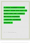 FLORIDA BARBER’S BOARD NEWEST EXAM 2024-2025 200 QUESTIONS AND CORRECT DETAILED ANSWERS ( VERIFIED ANSWERS) GRADED A+ 61G3-19.011