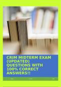 CRIM MIDTERM EXAM (UPDATED) QUESTIONS WITH 100% CORRECT ANSWERS!!