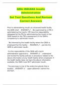 QMA INDIANA Insulin  Administration  Set Test Questions And Revised  Correct Answers