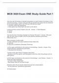 MCB 3020 Exam ONE Study Guide Part 1 Questions and Answers