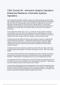 CISA: Domain #4 - Information Systems Operations & Business Resilience: Information Systems Operations Exam (elaborations) Questions & answers | latest update version 2024 | Verified 100% Correct Explations | Already Passed Graded A+| Actual Complete Solu