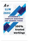 LLW2602 Assignment 1 (COMPLETE ANSWERS) Semester 2 2024 (773949) - DUE 16 August 2024