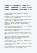 Course Exam Review for Tampa School of Real Estate Units 1 - 8, Tampa School of Real Estate Exam 