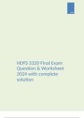 HDFS 3320 Final Exam Question & Worksheet 2024 with complete solution