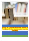 Intro to MLT Medical Laboratory Technician Final Exam Review Questions and Answers 100% Pass