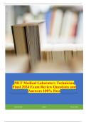 MLT Medical Laboratory Technician Final 2024 Exam Review Questions and Answers 100% Pass