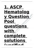 1. ASCP Hematology Question Pool questions with complete solutions (verified for accuracy)