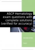 ASCP Hematology exam questions with complete solutions (verified for accuracy)