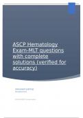 ASCP Hematology Exam-MLT questions with complete solutions (verified for accuracy).