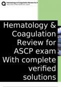 Hematology & Coagulation Review for ASCP exam With complete verified solutions.