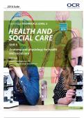 OCR Cambridge TECHNICALS LEVEL 3 HEALTH AND SOCIAL CARE Unit 4 Anatomy and physiology for health and social care