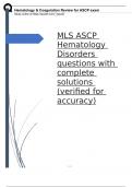 MLS ASCP Hematology Disorders questions with complete solutions (verified for accuracy)