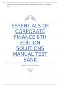 Essentials of Corporate Finance 8th Edition Solutions Manual  AND Test  Bank Ross, Westerfield, Jordan 