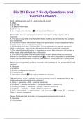 Bio 211 Exam 2 Study Questions and Correct Answers