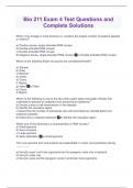 Bio 211 Exam 4 Test Questions and Complete Solutions