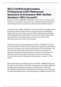 ISC2 Certified Authorization Professional (CAP) References Questions And Answers With Verified Solutions 100% Correct!!!