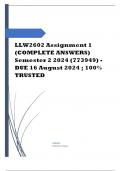 LLW2602 Assignment 1 (COMPLETE ANSWERS) Semester 2 2024 (773949) - DUE 16 August 2024 Course Collective Labour Law (LLW2602) Institution University Of South Africa (Unisa) Book Labour Law Rules 4th Edition