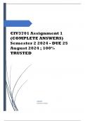 CIV3701 Assignment 1 (COMPLETE ANSWERS) Semester 2 2024 - DUE 25 August 2024 Course Civil Procedure (CIV3701) Institution University Of South Africa (Unisa) Book Civil Procedure