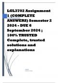 LGL3702 Assignment 1 (COMPLETE ANSWERS) Semester 2 2024 - DUE 6 September 2024 ; 100% TRUSTED Complete, trusted solutions and explanations.