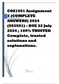 COS1501 Assignment 3 (COMPLETE ANSWERS) 2024 (653581) - DUE 22 July 2024 ; 100% TRUSTED Complete, trusted solutions and explanations. 