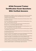 AFAA Personal Trainer Certification Exam Questions With Verified Answers