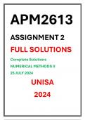 APM2613 Assignment 2 Complete Solutions UNISA 2024 Due date 25 July 2024 Numerical Methods I