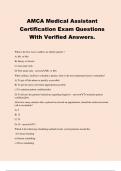 AMCA Medical Assistant Certification Exam Questions With Verified Answers.