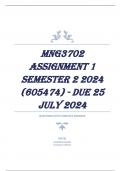 MNG3702 Assignment 1 Semester 2 2024 (605474) - DUE 25 July 2024