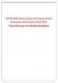 NRNP 6645 Study Guide and Practice Exam Questions and Answers 2023-2024. Psychotherapy with Multiple Modalities 