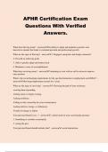 APHR Certification Exam Questions With Verified Answers.