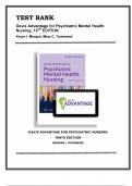 TEST BANK FOR Davis Advantage for Psychiatric Mental Health Nursing, 10th Edition, Karyn Morgan, Mary Townsend (CHAPTERS 1-43)