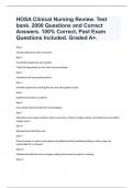 HOSA Clinical Nursing Review. Test bank. 2000 Questions and Correct Answers. 100% Correct, Past Exam Questions Included. Graded A+.