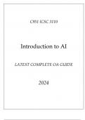 WGU C951 - ICSC 3110 Introduction to AI Latest Complete OA Guide 2024