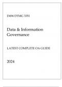 WGU D494 - DTMG 3351 Data & Information Governance Latest Complete OA Guide 2024